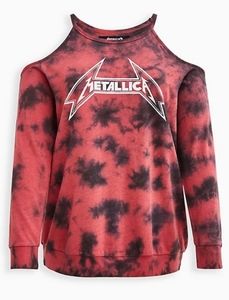 6 torrid Metallica cold shoulder tie dye sweatshirt